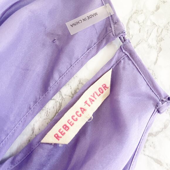 REBECCA TAYLOR Silk Ruffle Dress Purple Small S - Picture 8 of 9
